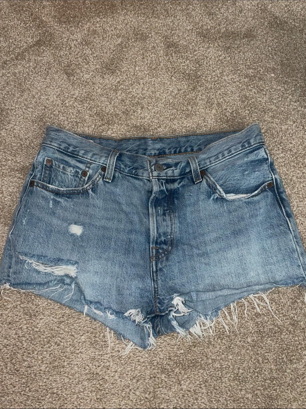 Women’s Levi’s Distressed Blue Denim Cutoff Shorts
